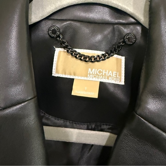 NWT Michael Kors Black Faux Leather Jacket Size S - Picture 11 of 12